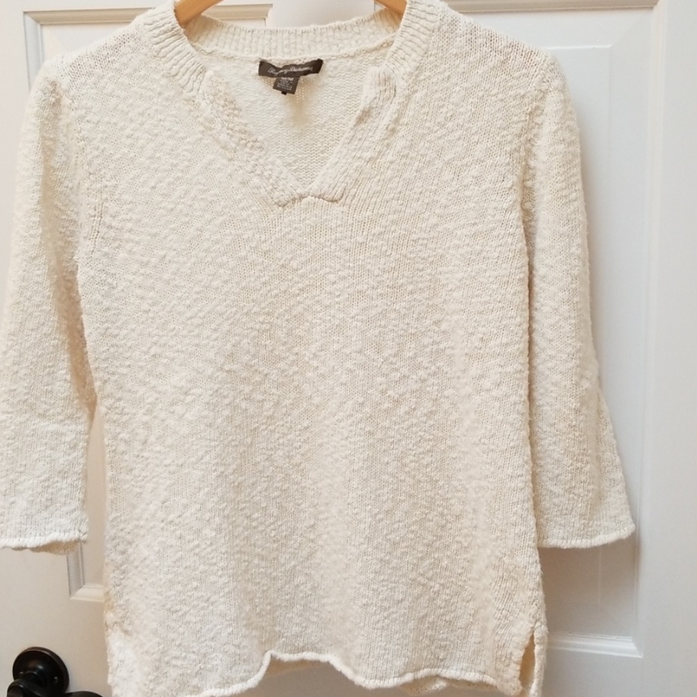 Tommy Bahama Sz M Cream 3/4 sleeve sweater